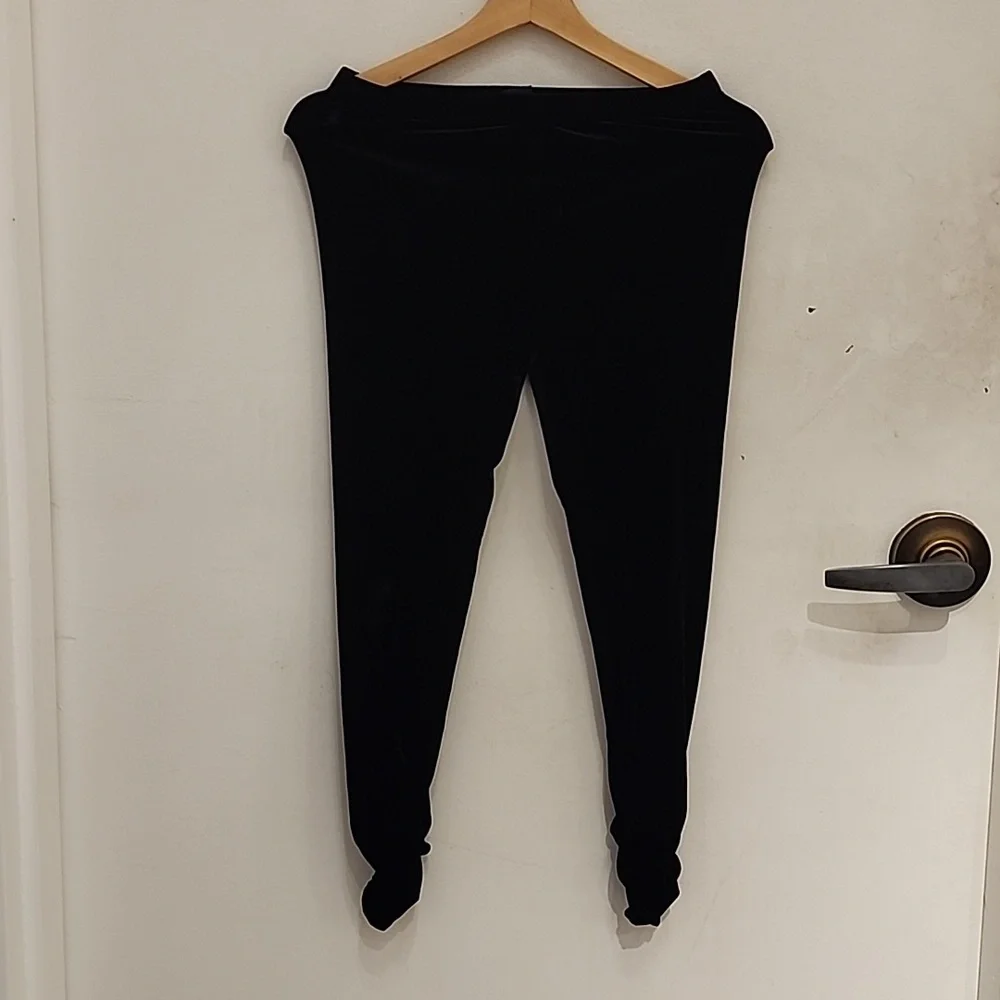 Ralph Lauren‎ Girl Black Legging Pants Velvet Velour Ruched Side size L (12-14)